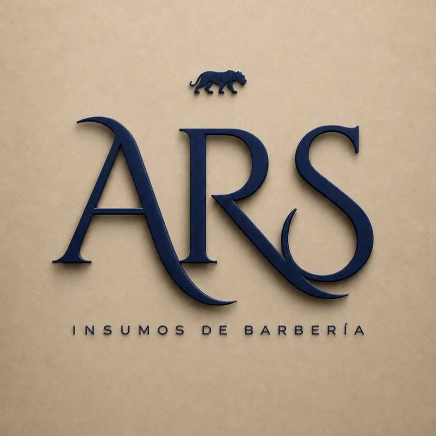 Logo de ARS Insumos de Barbería en relieve sobre papel